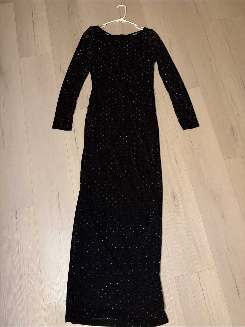Fashion Nova Black Long-Sleeve Maxi Dress with Sparkle